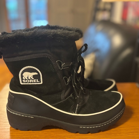 Sorel Tivoli III Snow Boots Women 10 Black Suede Faux Fur Waterproof - Picture 2 of 6